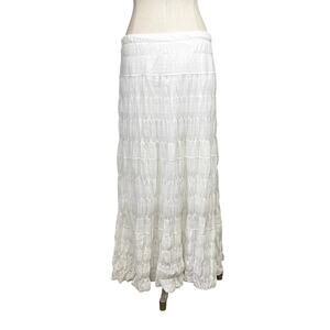 Max Studio Hippie Fairy Boho Festival Free Spirt Cotton Ruffle Tiered Maxi Skirt